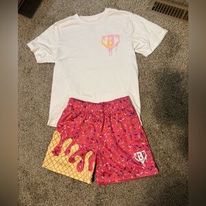 Youth large baseball lifestyle, ice cream shorts and matching shirt